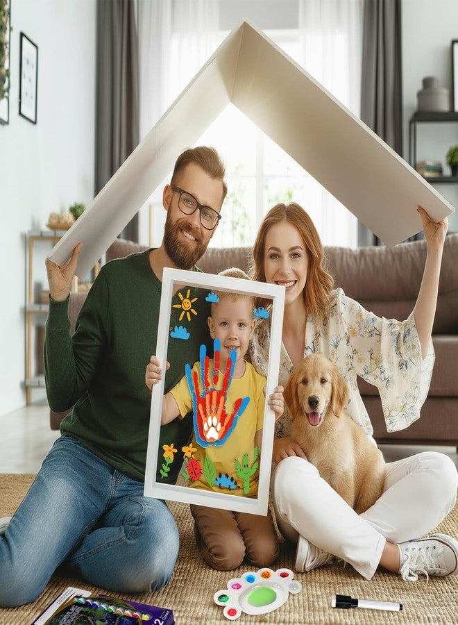 أور ورم مجموعة OurWarm العائلية لبصمات الأيدي لأربعة أفراد، مجموعة بصمات أيدي الأطفال يمكنك صنعها بنفسك، هدايا تذكارية مع 50 ملصقًا و12 لونًا، مجموعة بصمات أقدام الأطفال مع إطار خشبي، هدايا للآباء الجدد في ذكرى زواجهم أو يوم تبني مولودهم الجديد - Image 3